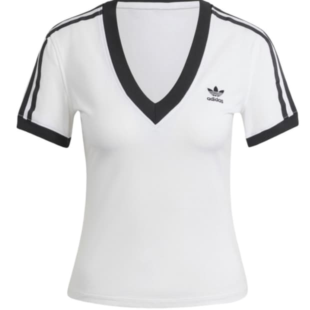 아디다스 3S 브이넥 티셔츠 화이트 XS