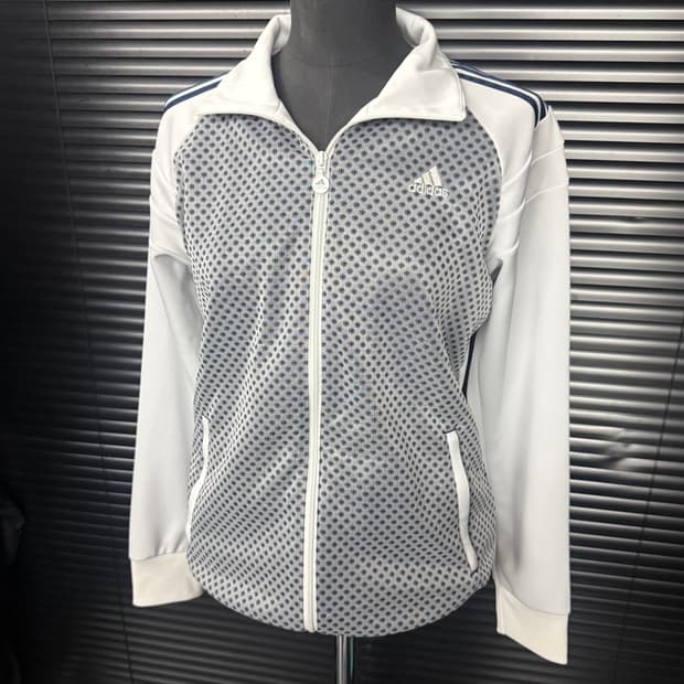 아디다스 땡땡이 도트 화이트 흰색 져지 트랙탑 집업 L 100 올드스쿨