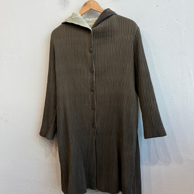 JPN 플리츠 후디 롱 자켓