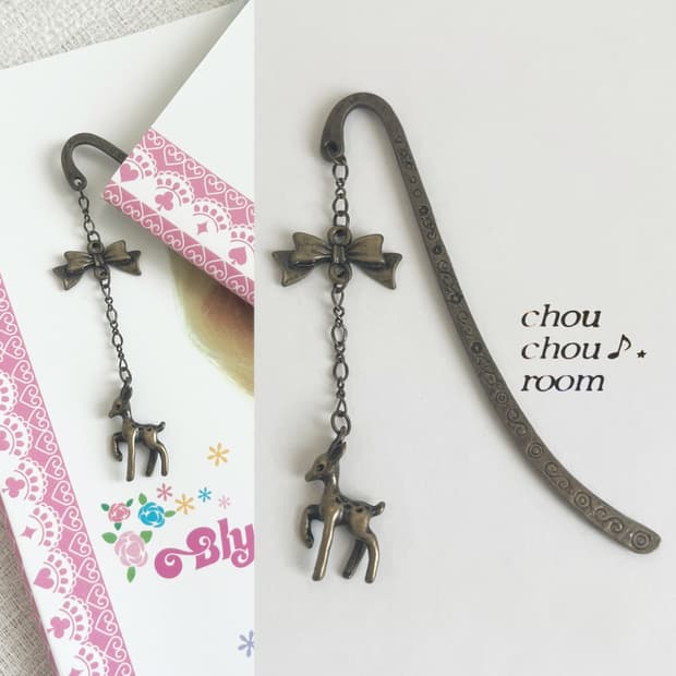 메탈 펜던트 책갈피 ⊰ribbon deer⊱ bookmark