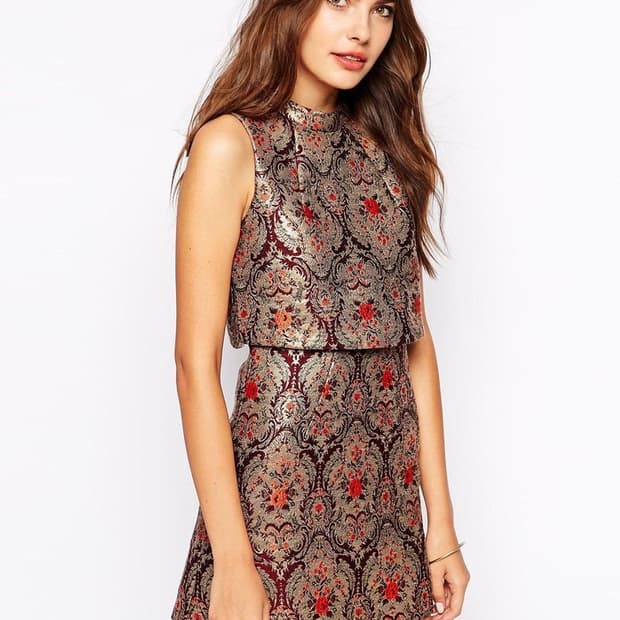 Lavish Alice gold baroque brocade dress