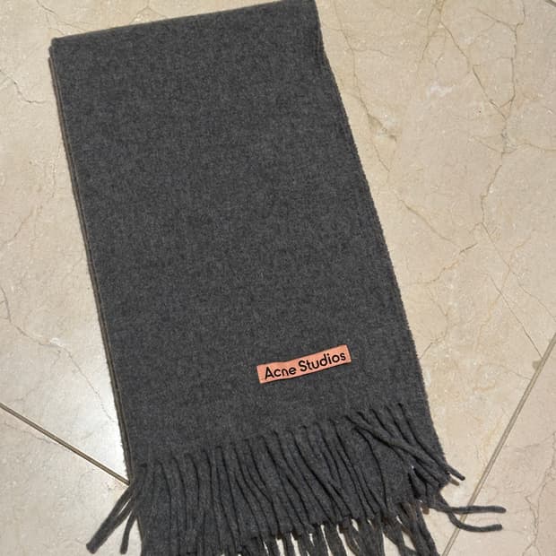 아크네 스튜디오 네로우 울 스카프 머플러 그레이 멜란지
