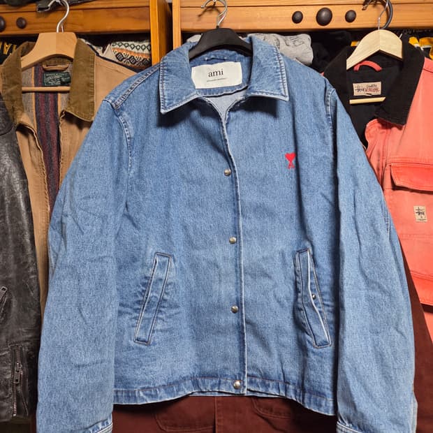 22SS ami 체스트 로고 자수 데님 자켓