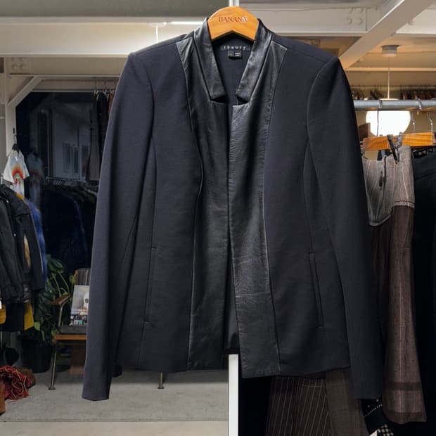 띠어리 레더 믹스 자켓