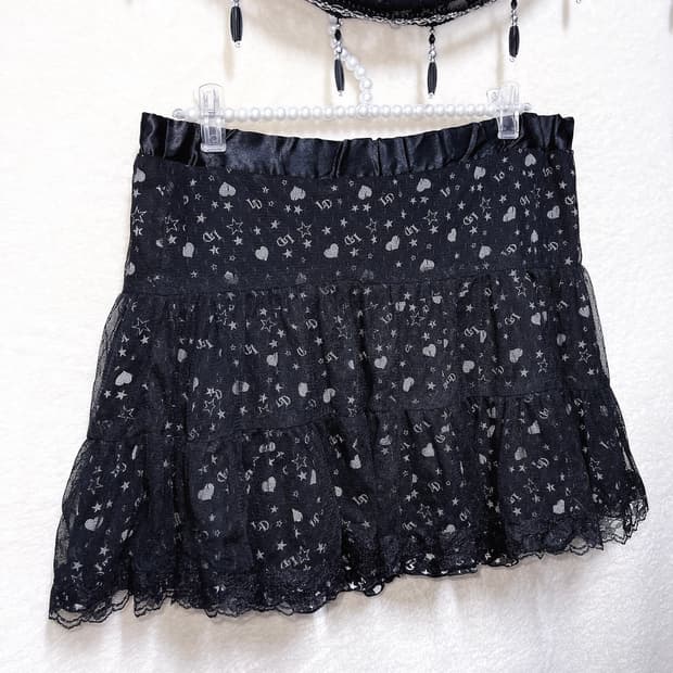 리즈리사돌 고스펑크 키치 갸루 패턴 레이스 튜튜스커트 캉캉치마 핀터