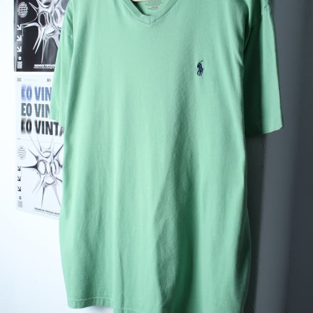 (M-XL) 폴로 랄프로렌 반팔 티셔츠 브이넥 오버핏 그린-H30364