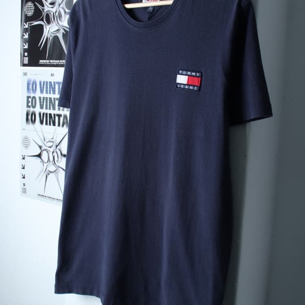 (XL-2XL) 타미힐피거 반팔 티셔츠 스몰로고 네이비-H30693