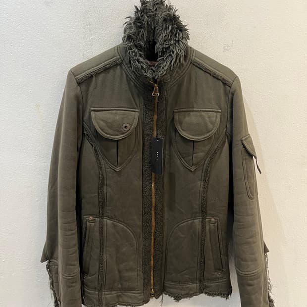 Vintage Fur-Trim Military Jacket