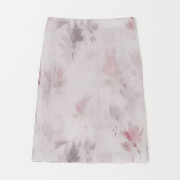 삽니다 >>> SILKY FLORAL MIDI SKIRT IN GREY