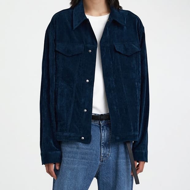 유스 22FW 벨벳 트러커 자켓 블루 M