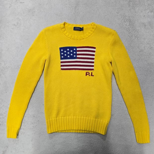 폴로랄프로렌 성조기 플래그 크루넥 스웨터 옐로우 XS