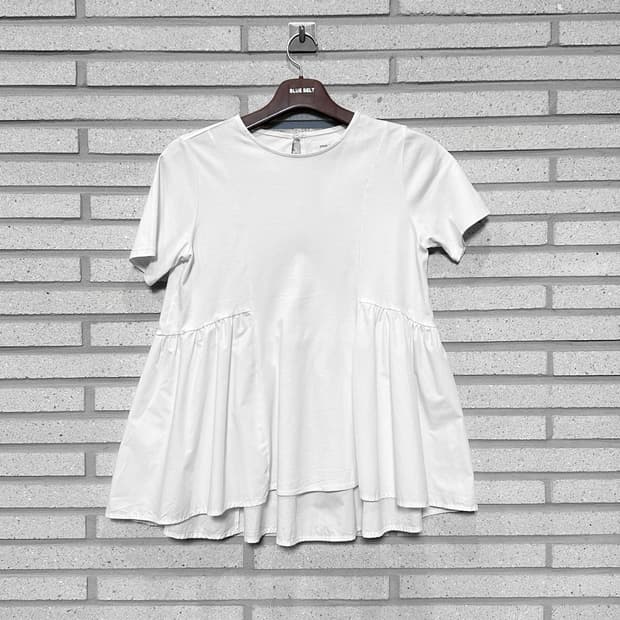 JPN VINTAGE 미니 원피스 셔링 디테일 화이트