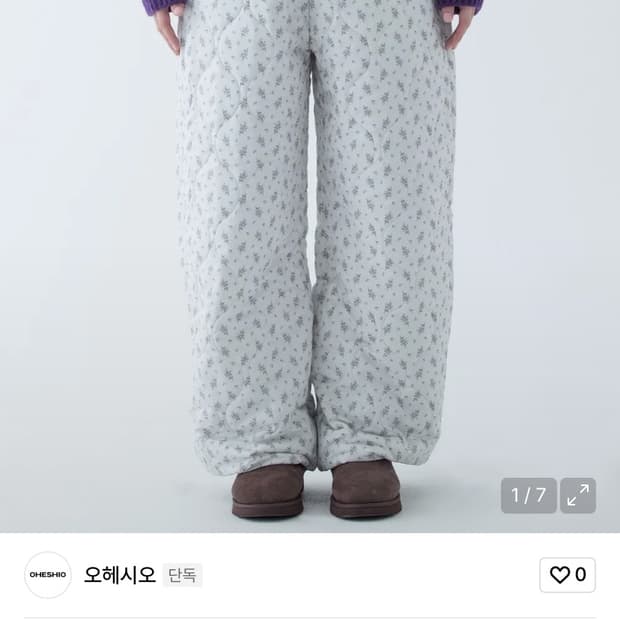 오헤시오 플라워 패딩 팬츠