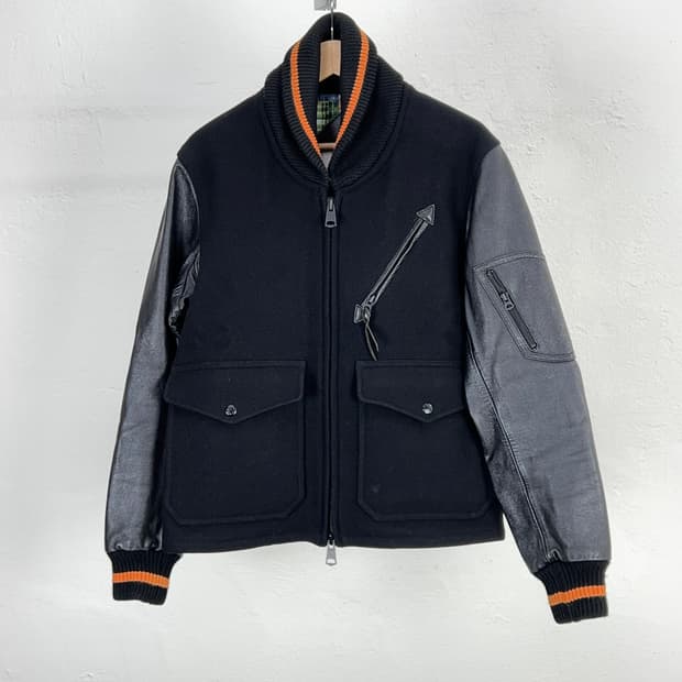 나나미카 12F/W 블랙 라이닝 패치워크 스타디움 자켓