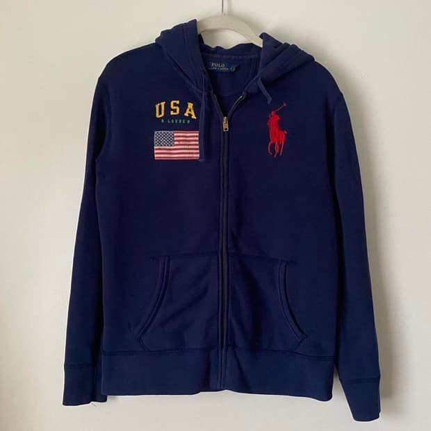 폴로 랄프로렌 빅 포니 체크 안감 후드 집업