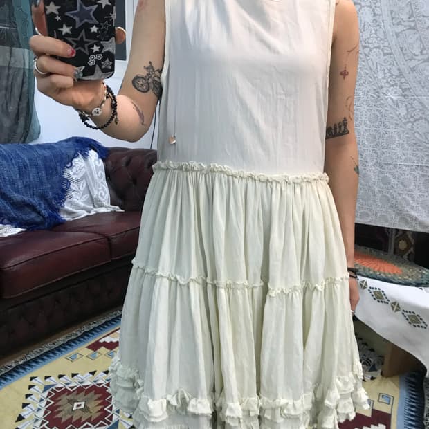 빈티지 여성 프릴 민소매 원피스 