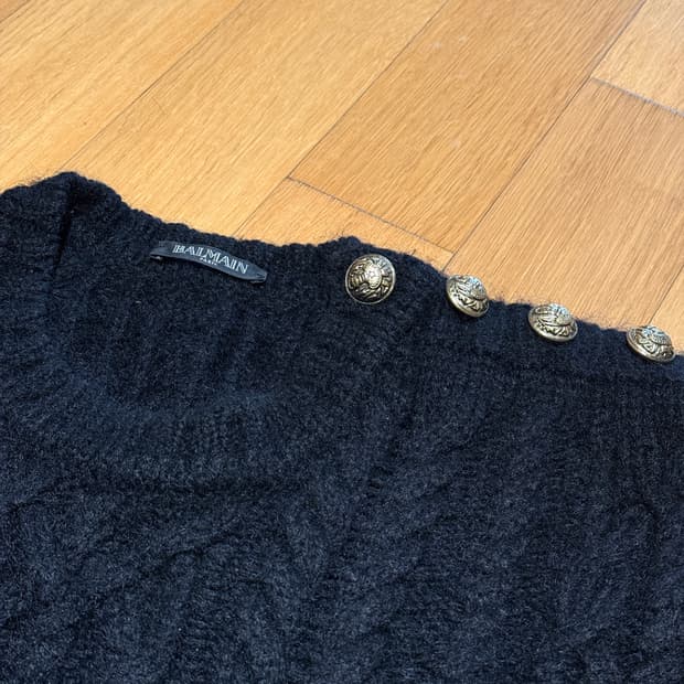 발망 모헤어 케이블 니트 스웨터 m