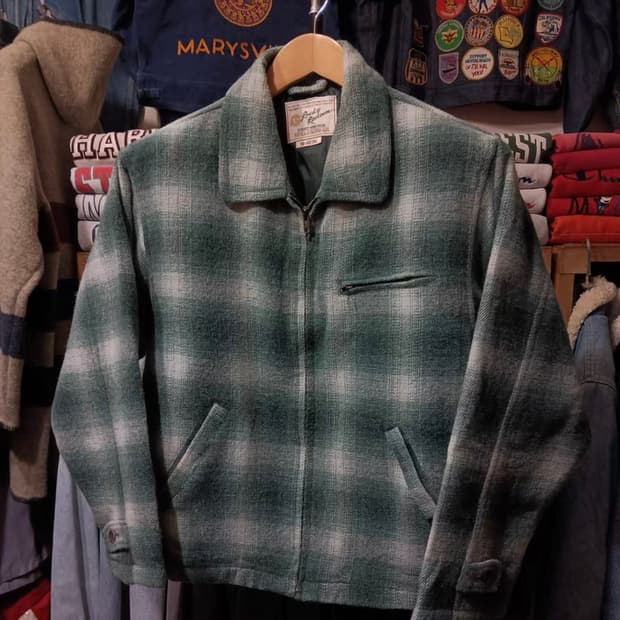 Vintage 아메리칸 복고 조니 뎁 스타일 울 그라데이션 체크 자켓