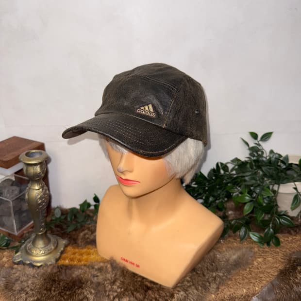 Adidas dark brown aging leather camp cap