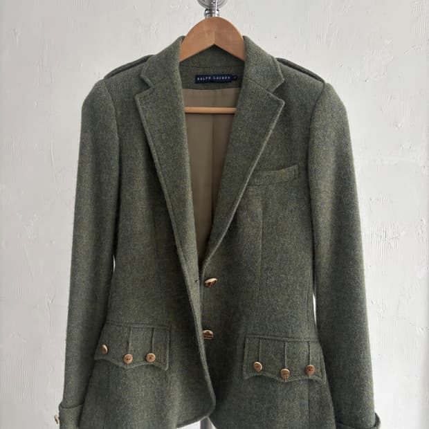 Polo 폴로 알파카 우드 버튼 블레이저 자켓