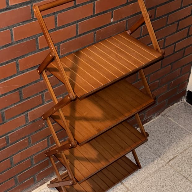 Onceweeklife 4단 우드 캠핑 접이식 선반 