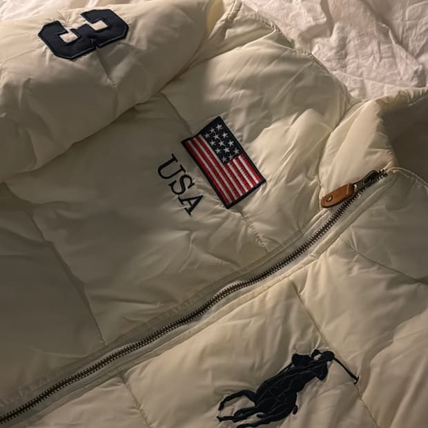 (경매)폴로 빅포니 성조기 패딩 크림