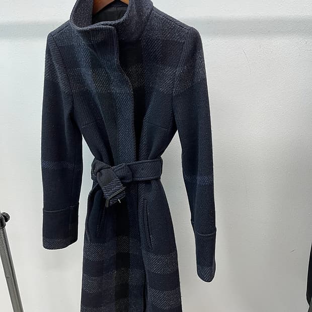 여) 버버리 네이비 체크 울코트 