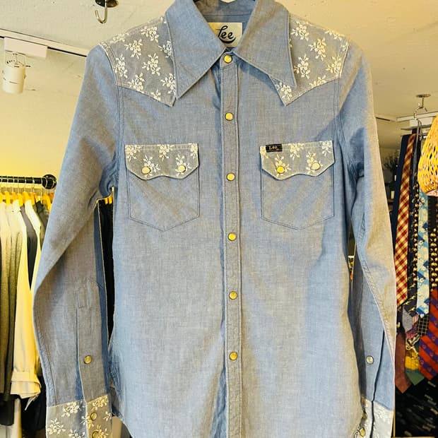 리 레이스 디테일 웨스턴 데님 셔츠