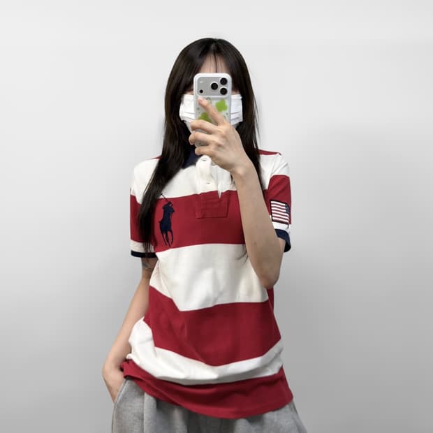 폴로 랄프로렌 USA 성조기 빅포니 스트라이프 카라티