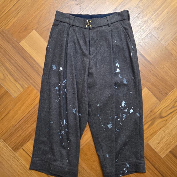 컬러비콘 울 페인티드 와이드 팬츠