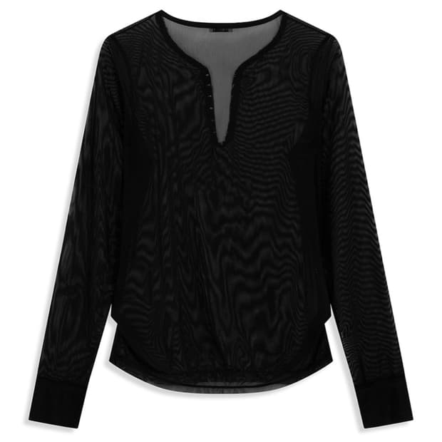 OPEN YY MESH HOOK HENLEY LONG SLEEV