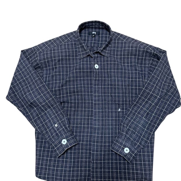 스투시 빅버튼 플레이드 셔츠 M