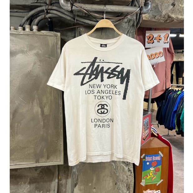스투시 월드투어 반팔티 화이트 M #csz3231