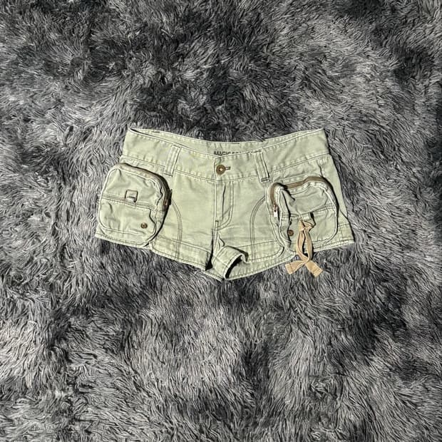 볼드 포켓 카키 밀리터리 카고 숏팬츠