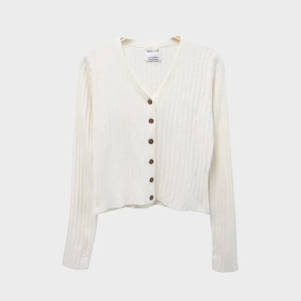 JAYNE CLUB 캐시미어 브이넥 골지 니트 가디건 62402