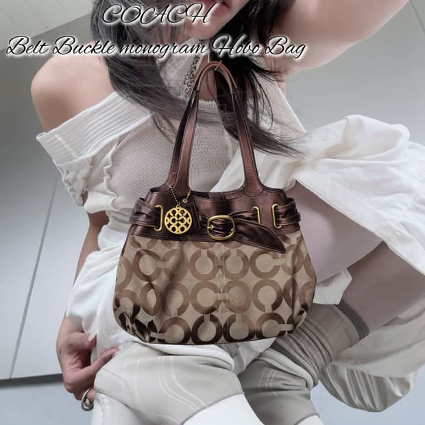 COACH Belt Buckle monogram Hobo Bag