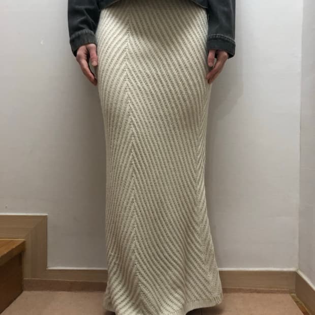 빈티지 아이보리 니트 롱 스커트