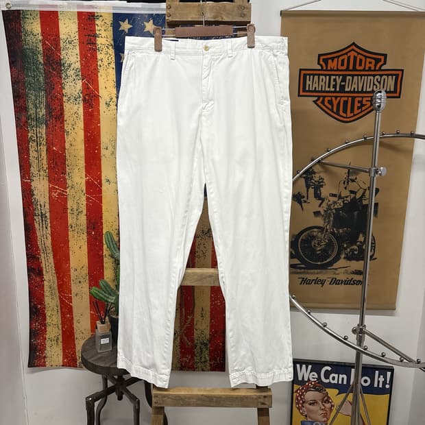 90s 폴로 랄프로렌 클래식 화이트 코튼 치노팬츠 포니자수 N761