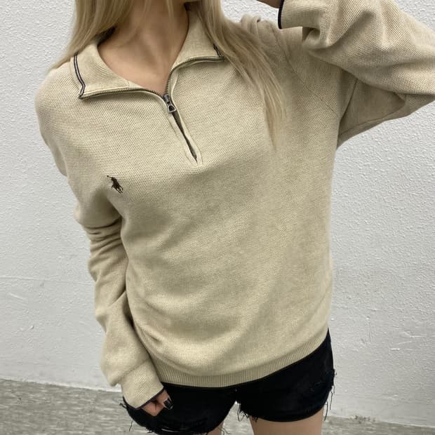 폴로 랄프로렌 브라운포니 베이지 와플 반집업