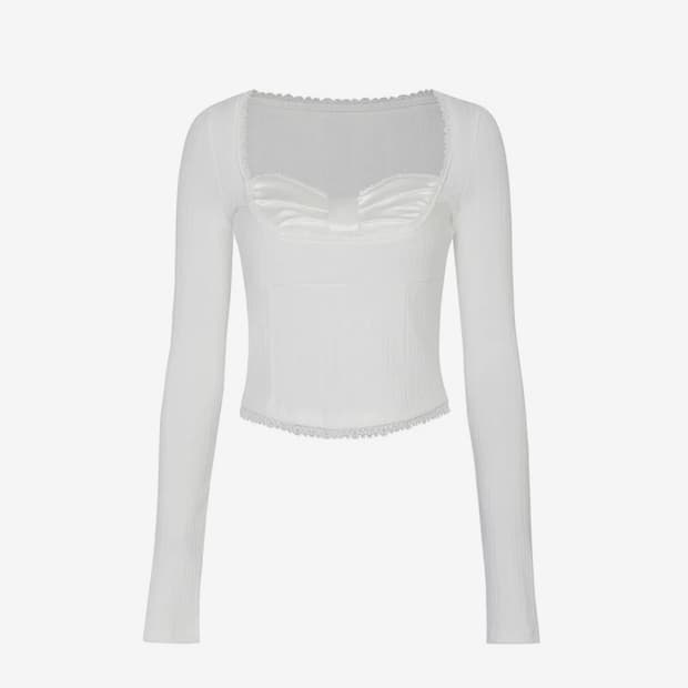 페인오어플레져 DAISY RIBBON TOP white S