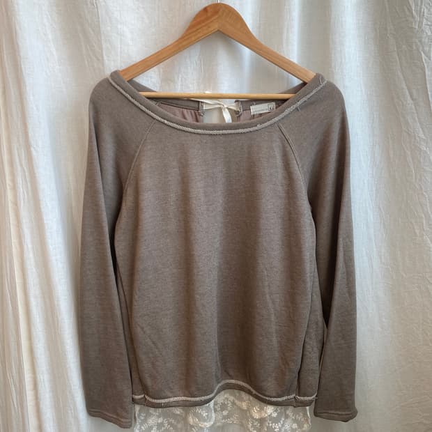 브라운 레이스 맨투맨탑(L)