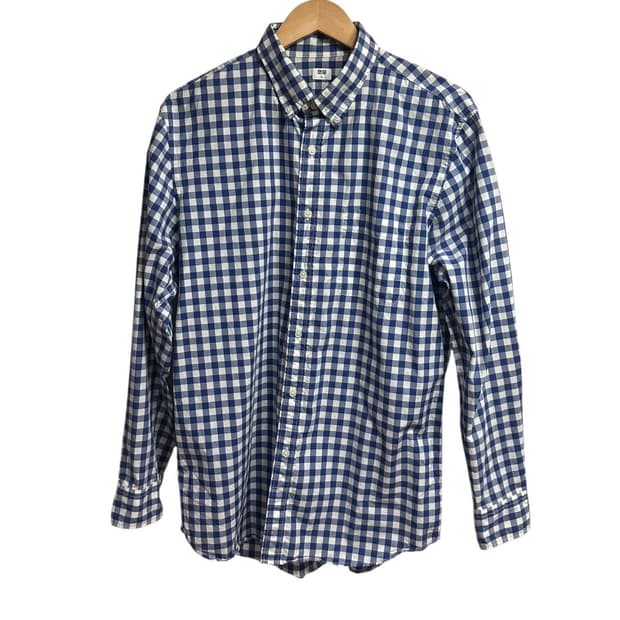 유니클로 블루 체크 코튼 셔츠 XL size