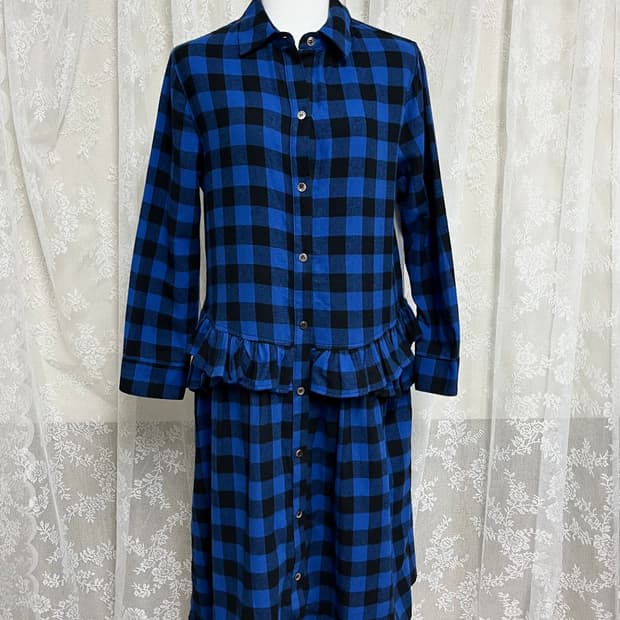 S) 클루 투 Clu TOO 체크 셔츠 원피스