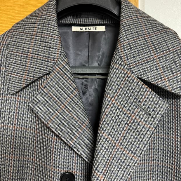 오라리 더블 페이스 코트 건클럽체크 사이즈 4