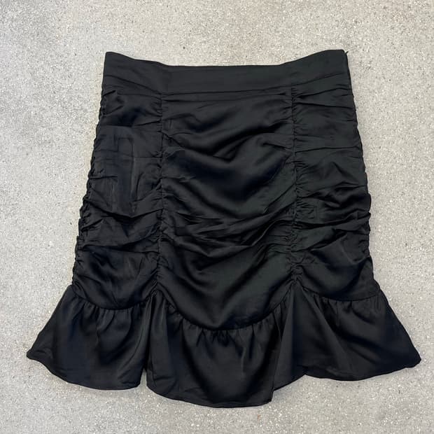 블랙 셔링 러플 스커트 L