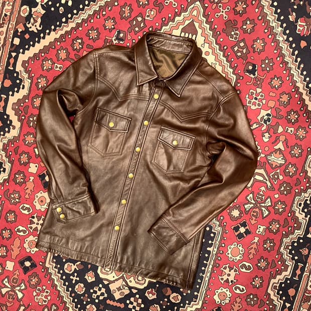 ( M-L ) 가죽셔츠 가죽남방 아메카지 워크웨어 가죽자켓 양가죽자켓
