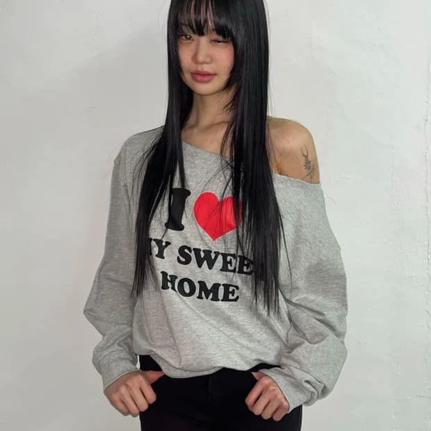 유희 YOUHEE 아이러브 오프숄더 그레이