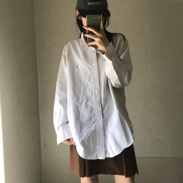 폴로 베이지 스트라이프 셔츠