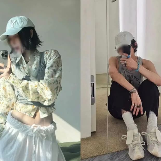 민트블루 그린 오픈와이와이 로고 볼캡 모자