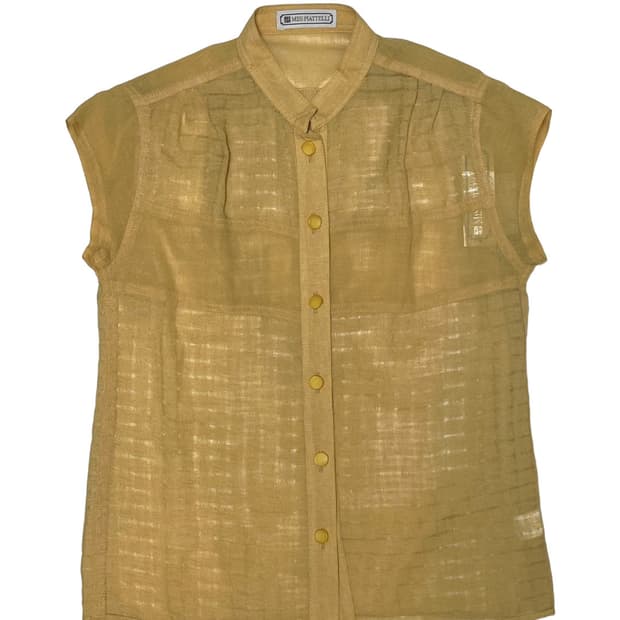 China collar yellow check shirt
